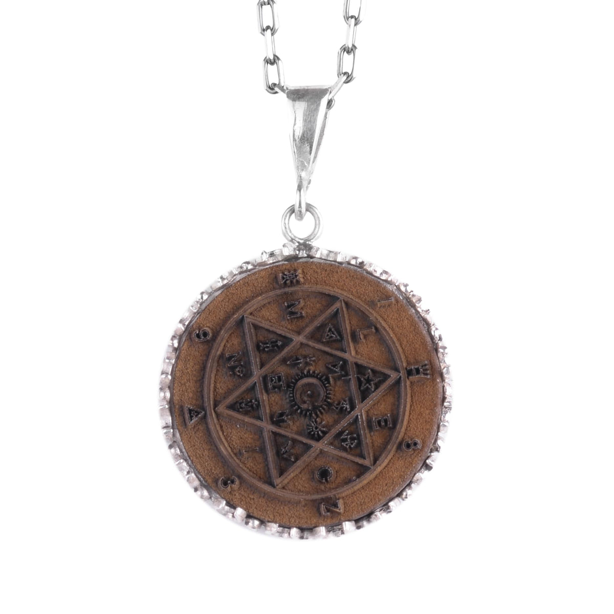 KAMBO 925 Sterling Silver Large Pendant Necklace Chain Men's Necklace Handmade Spiritual Jewelry (Seal of Solomon)