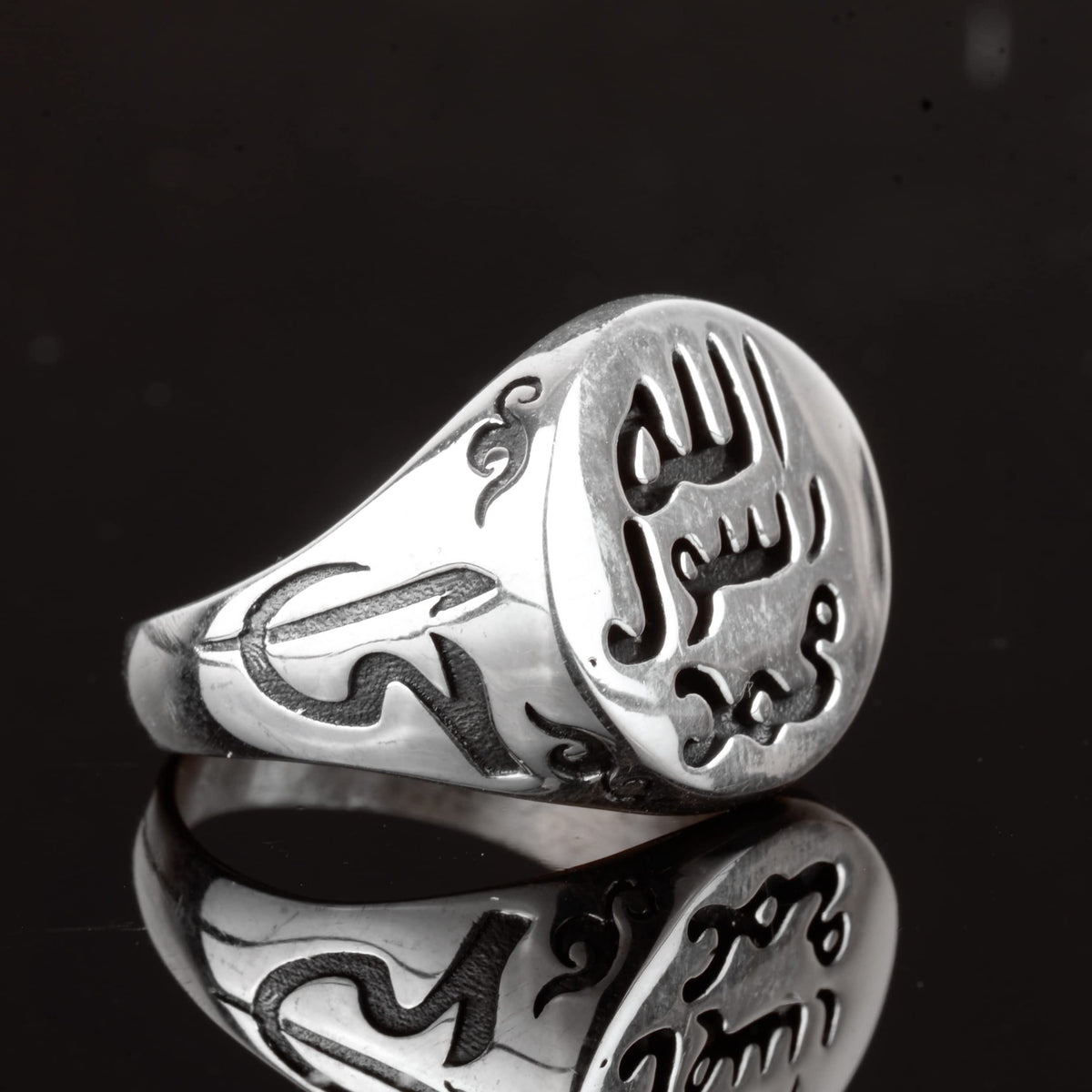 KAMBO Handmade 925 Sterling Silver Islamic Men's Ring, Unique Vintage Statement Design, Artisan Crafted Sterling Silver 