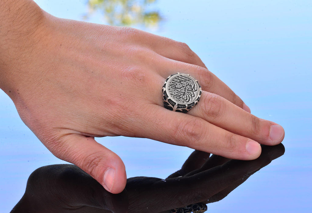 925 Sterling Silver Solid Islamic Men's Ring - Calligraphy Art - Handmade Jewelry — 6