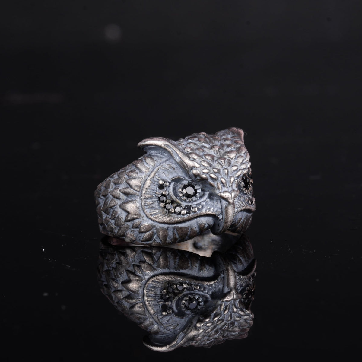 KAMBO 925 Sterling Silver Owl Head Ring – Symbol of Wisdom and Protection – Handmade Gothic Unisex Animal Jewelry (Silver) — 6
