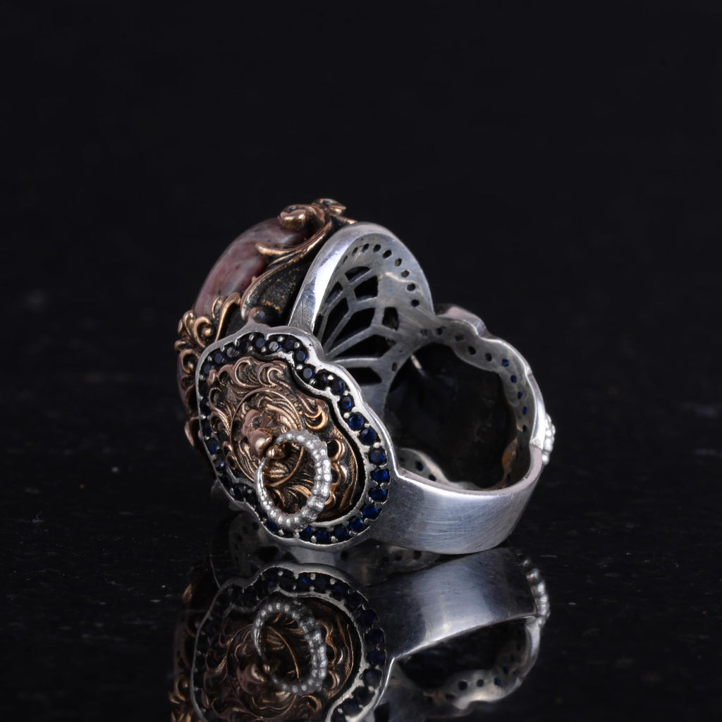 Handmade Natural Rhodonite Stone Ring — 7