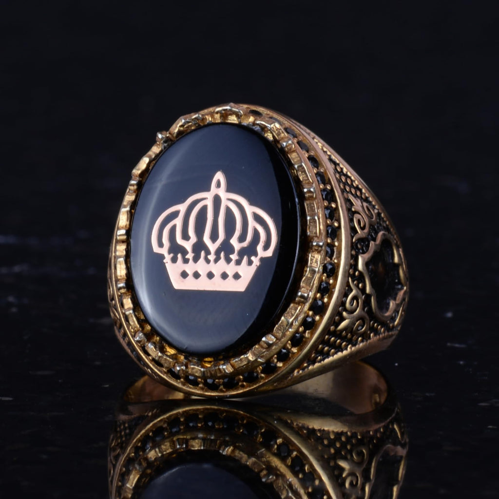 Crown Ring - 925 Sterling Silver Gold Plated Men's Ring — 6