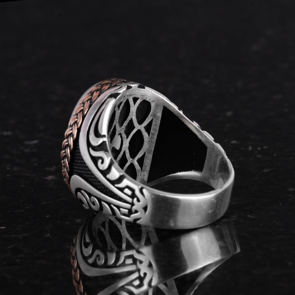 925 Sterling Silver Ring - Silver Ring with Synthetic Stone - Handmade Ring (White Cat's Eye) — 7