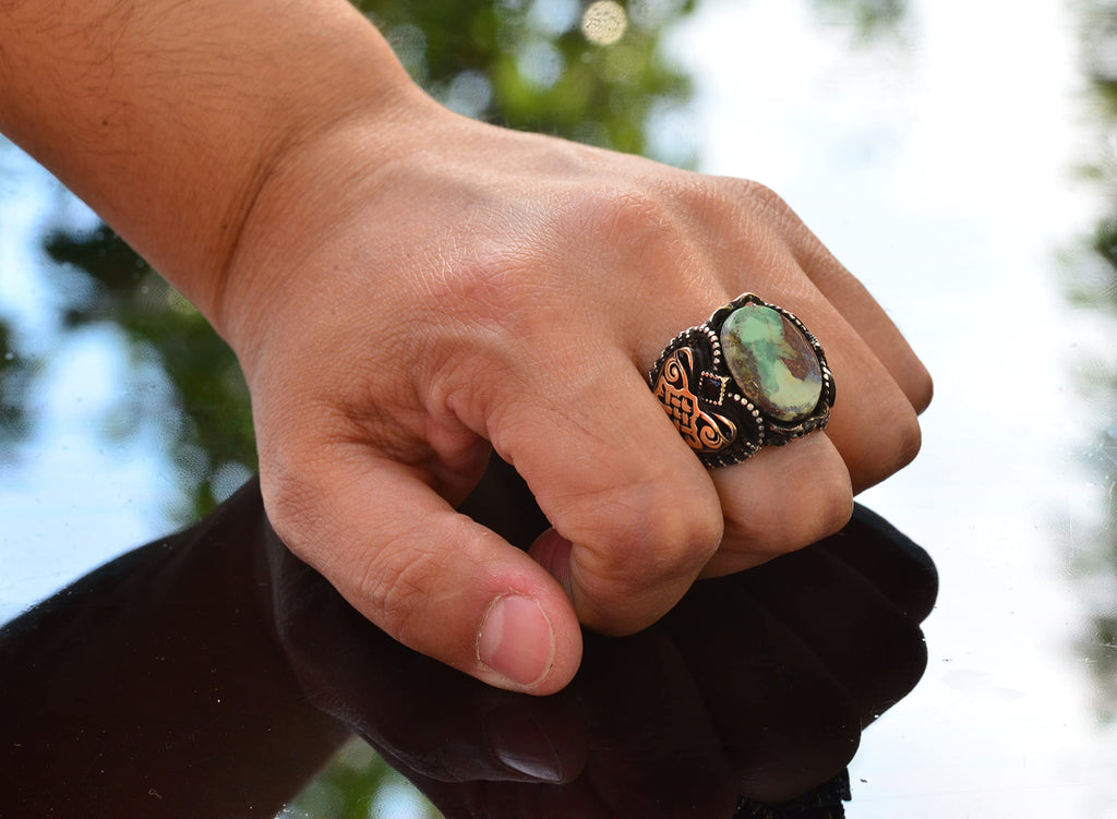 Green Turquoise Stone Ring — 5