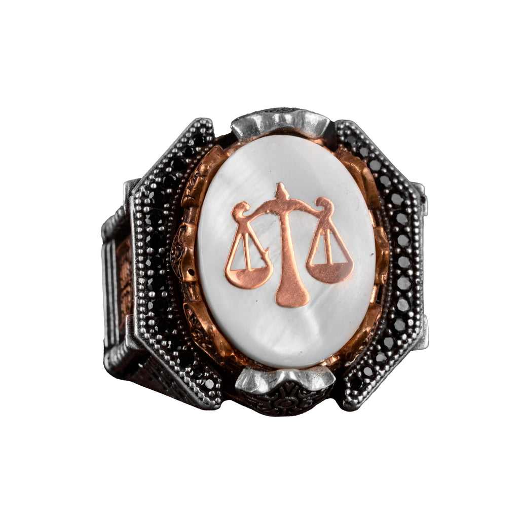Libra Ring, Justice Figure, 925 Sterling Silver Men's Ring
