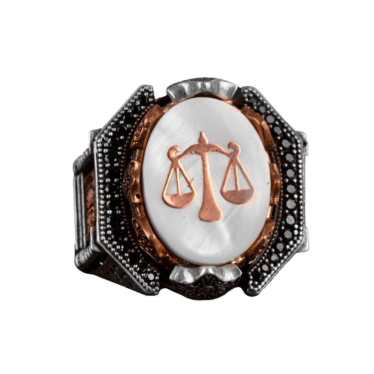 Libra Ring, Justice Figure, 925 Sterling Silver Men's Ring