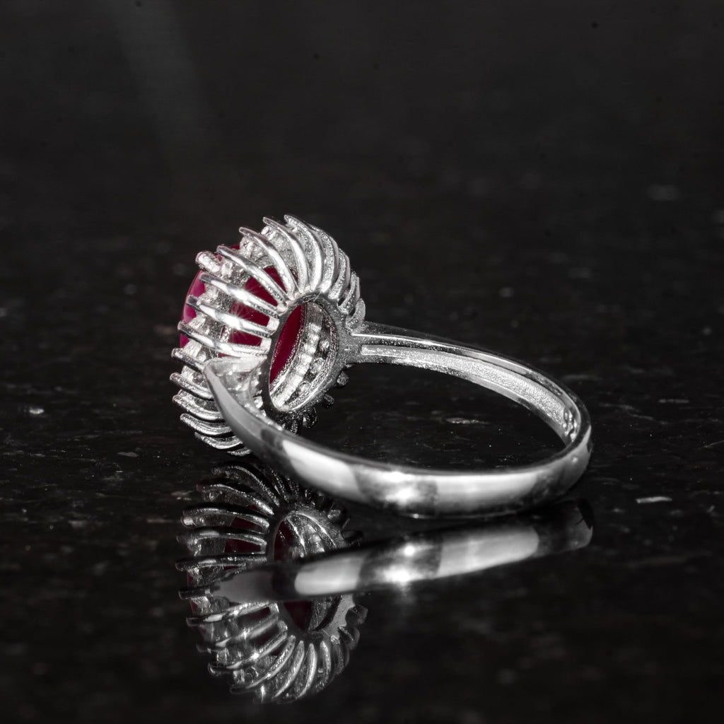 Silver Women's Ring - Natural Star Ruby — 7