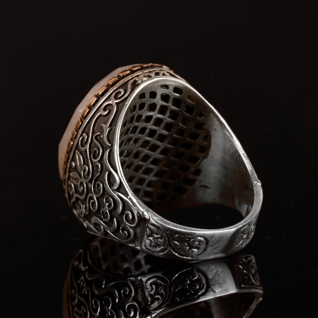 Real Natural Rutilated Quartz Stone Men's Ring - 925 Sterling Silver — 7