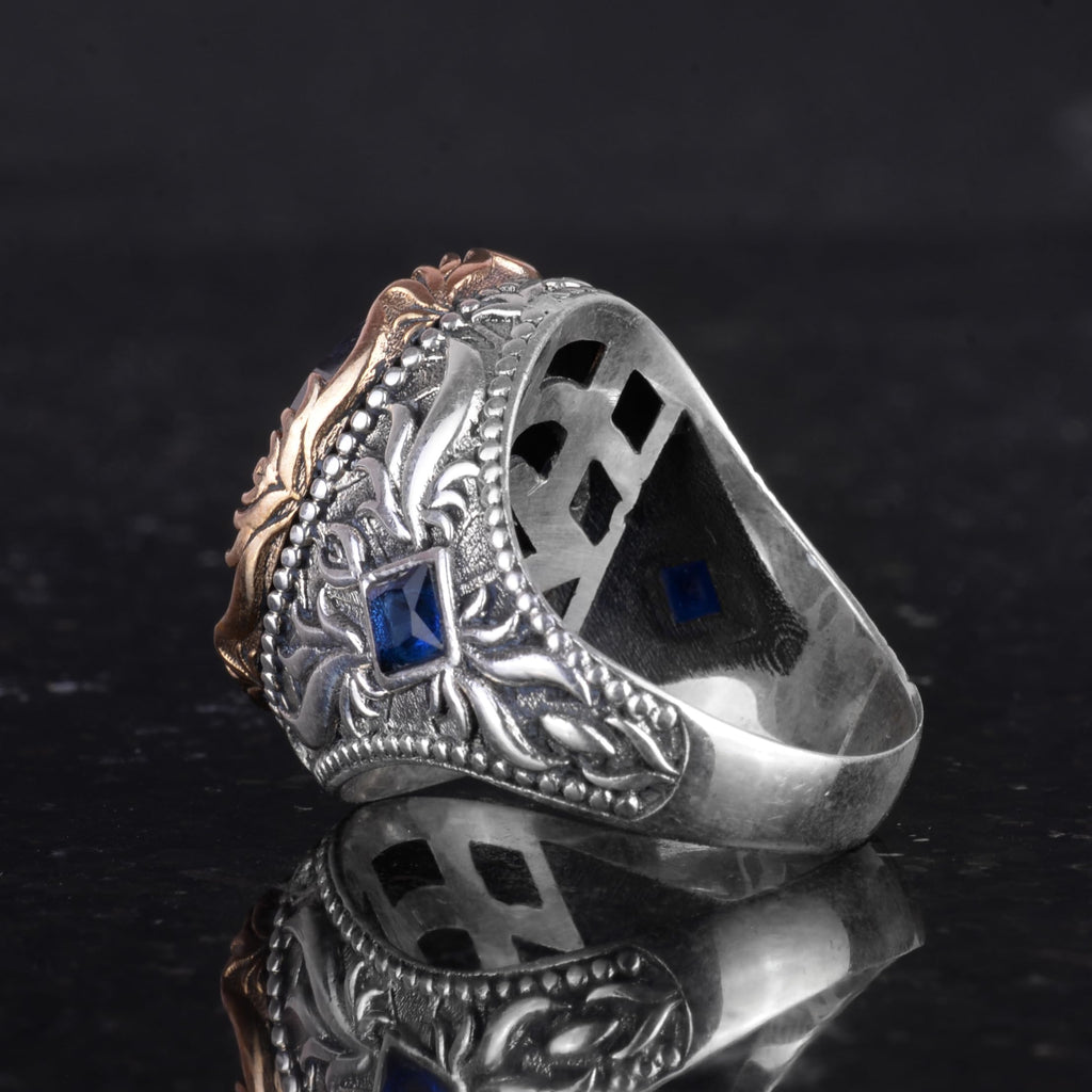 Natural Sapphire Stone Handmade Ring - 925 Sterling Silver — 7