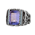 KAMBO 925 Sterling Silver Men's Ring, Paraiba Stone Ring
