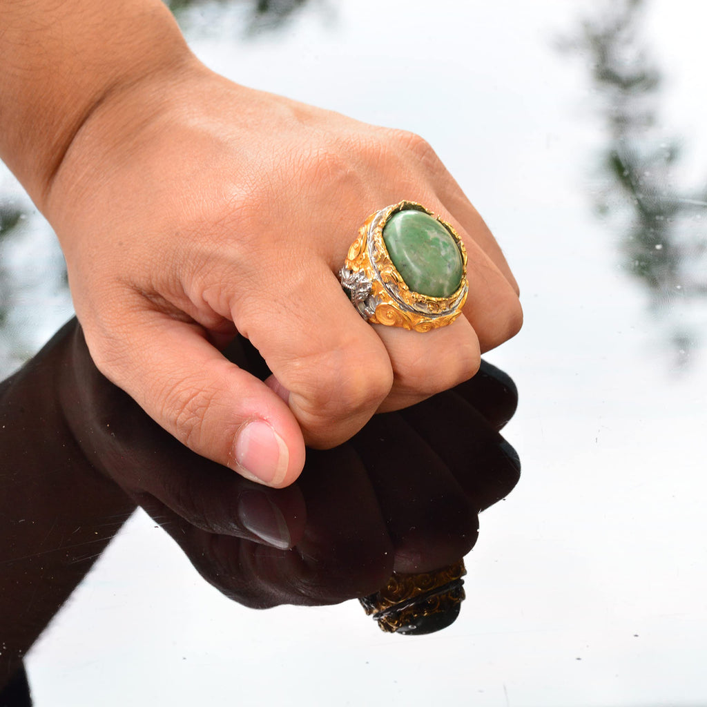 Natural Cryosprase Stone Ring — 7