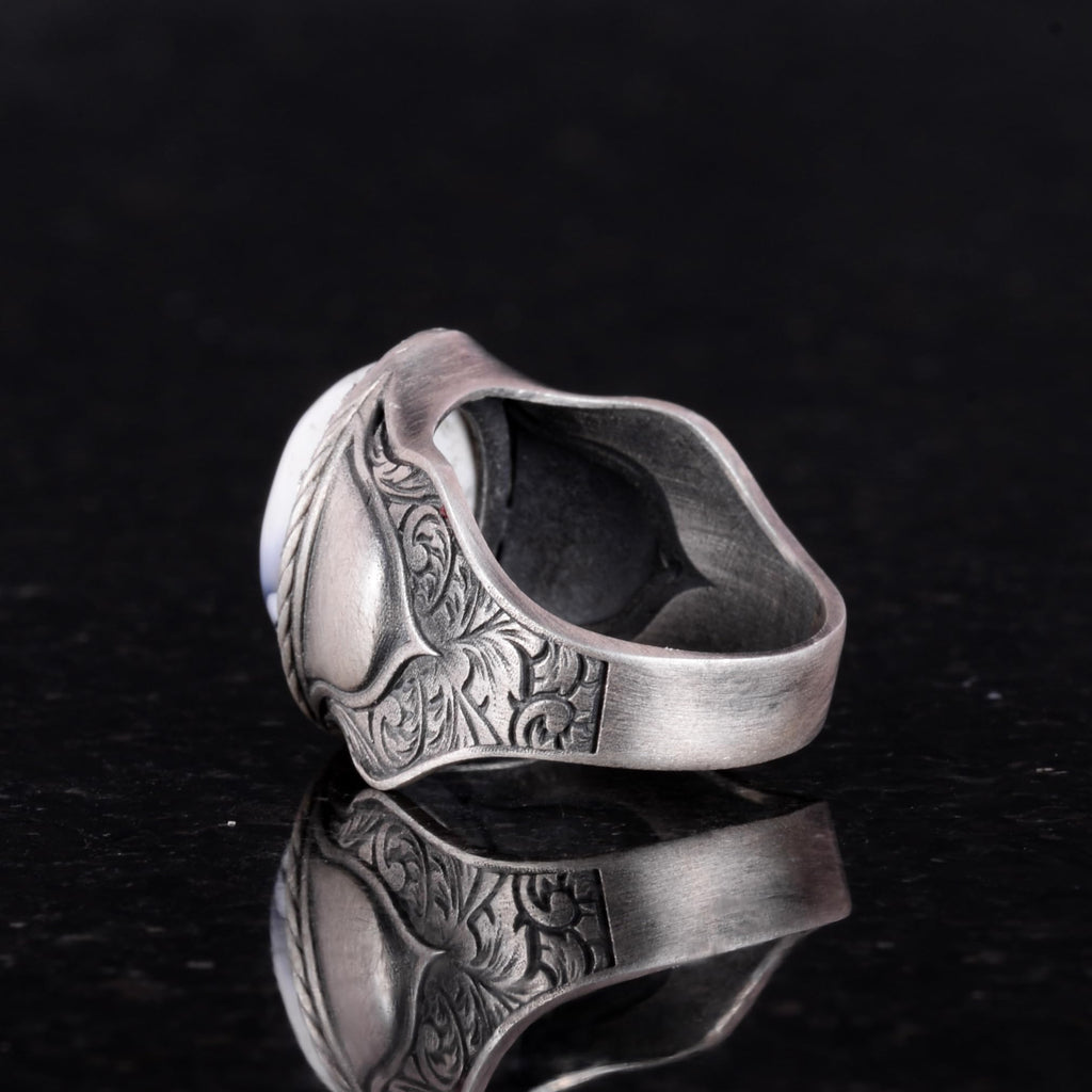 Dendrite Agate Men's Ring, 925 Sterling Silver Ring — 5