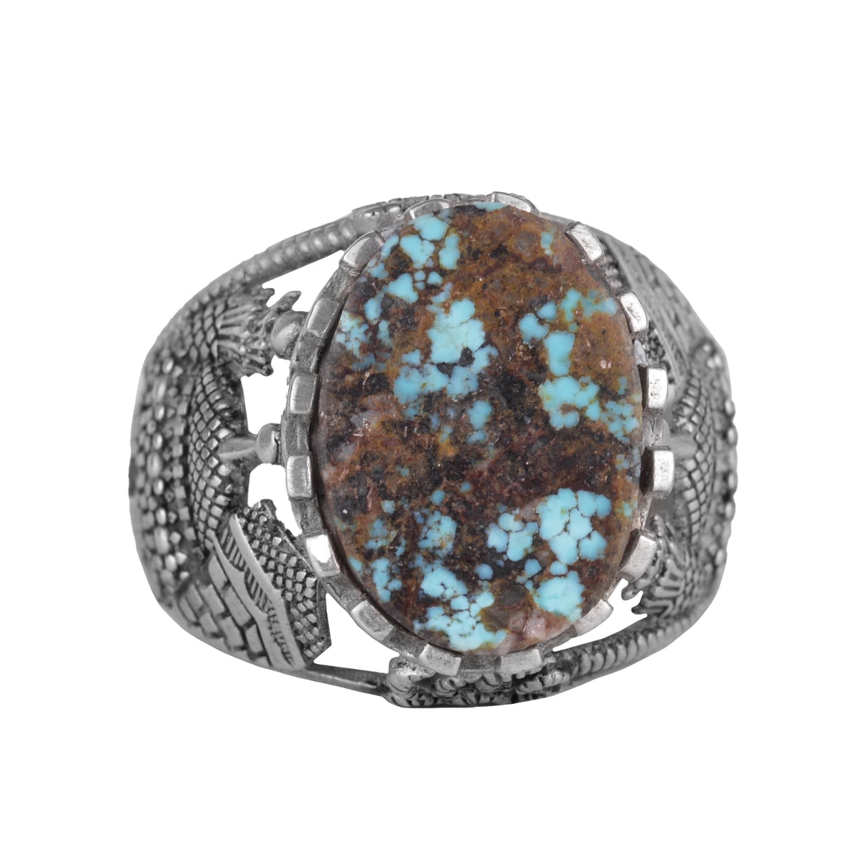 Natural Arizona Turquoise Stone Ring, 925 Sterling Silver Ring (Model-7)