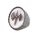KAMBO Natural Pearl Stone 925 Sterling Silver Men's Ring – Large Oval Stone Symbolic Statement Ring (Pearl-2)