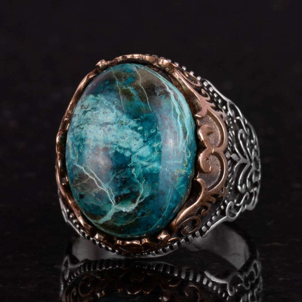 Natural Stone Handmade Ring - 925 Sterling Silver Ring (Chrysocolla) — 6