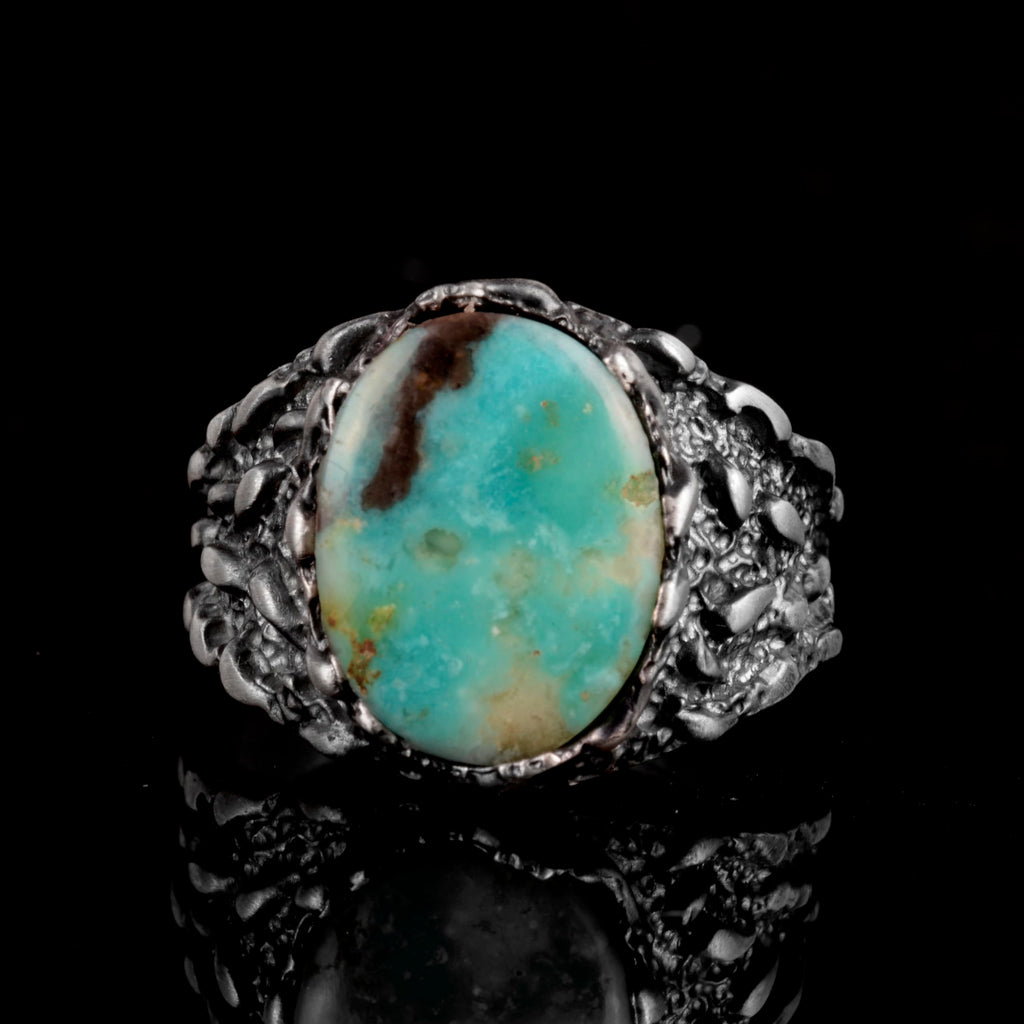 Natural Arizona Turquoise Stone Ring - 925 Sterling Silver Minimalist Ring (Model-3) — 2