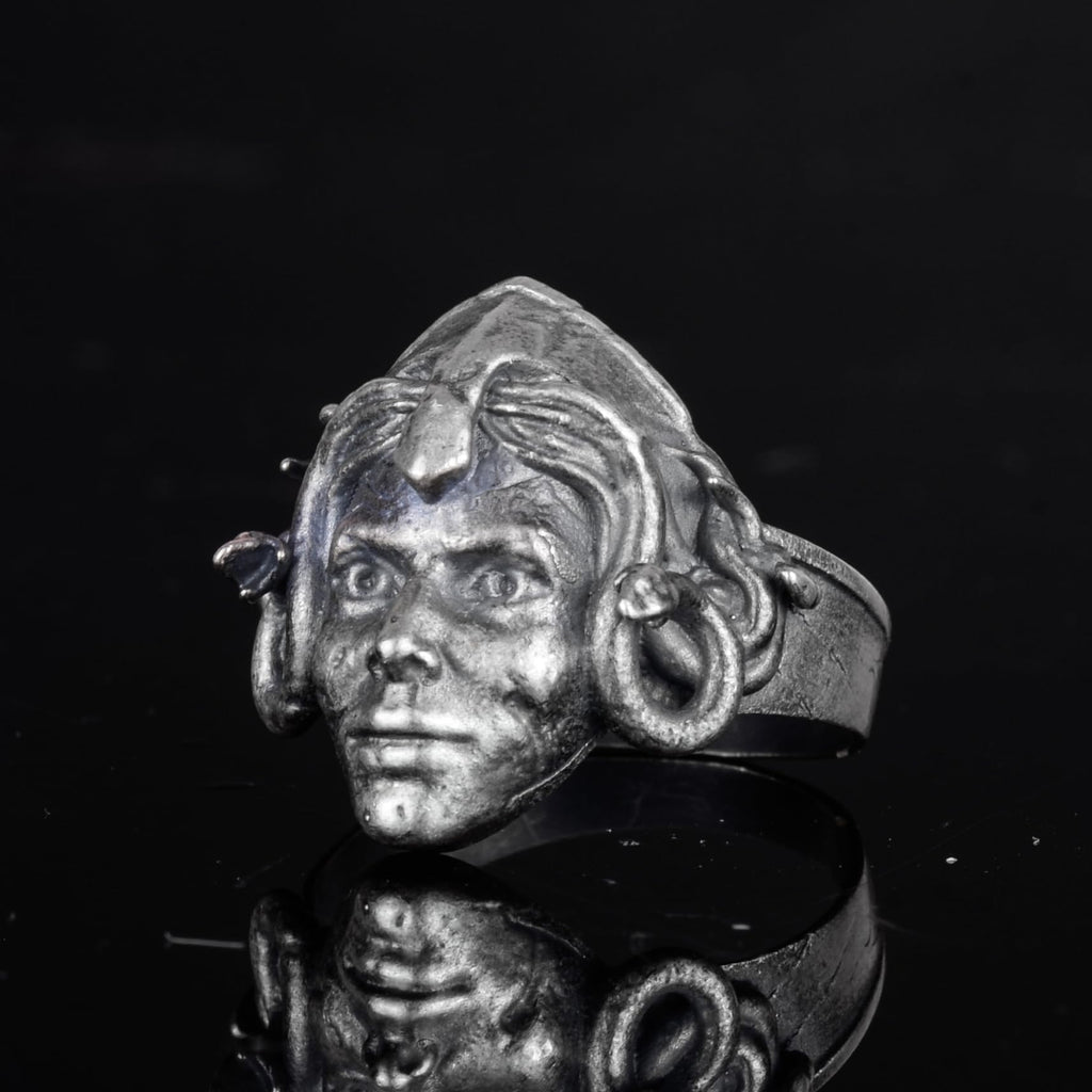 KAMBO 925 Sterling Silver Medusa Head Men's Ring – Handmade Mythological Gothic Ring (Silver) — 5