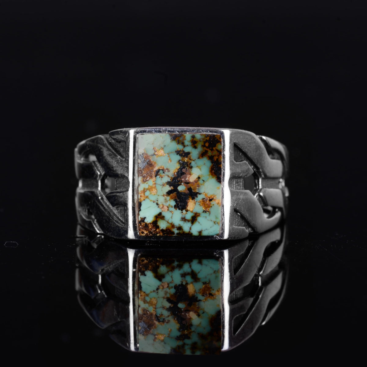 Kambo Real Natural Arizona Turquoise Stone Ring – 925 Sterling Silver Men's Ring, Gift Item — 4