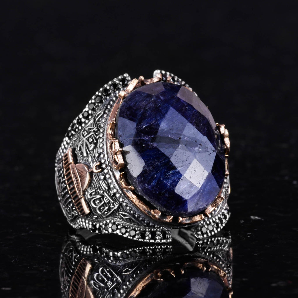 Silver Mosque Ring - 925 Sterling Silver Sapphire Stone Ring — 5