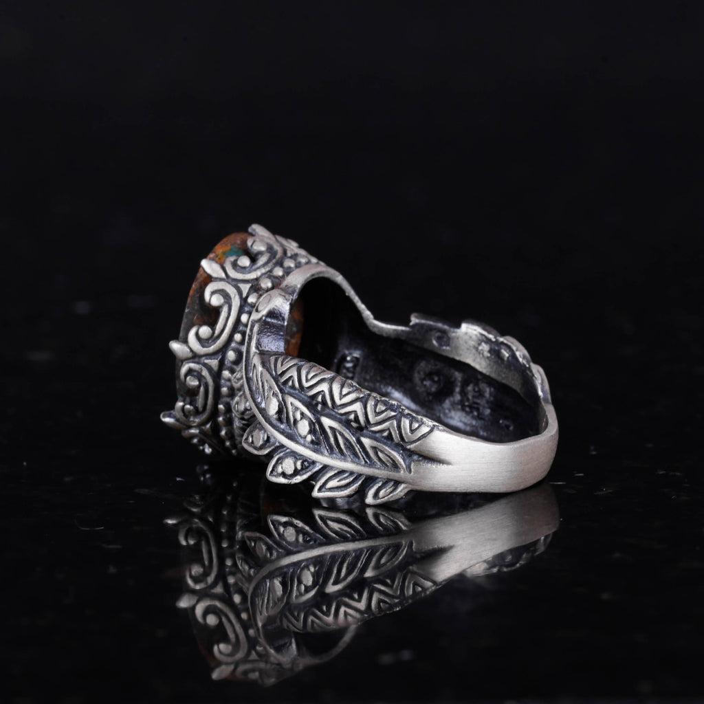 Natural Arizona Turquoise Stone Ring - 925 Sterling Silver (Model-8) — 7