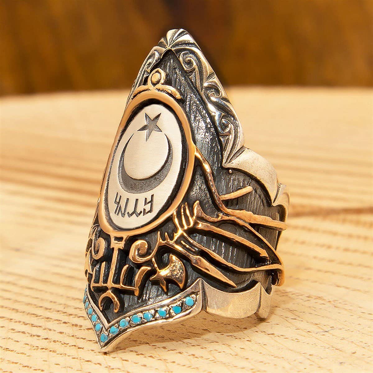 Archer Ring, Thumb Ring, Silver Men's Byzantine Ring — 6