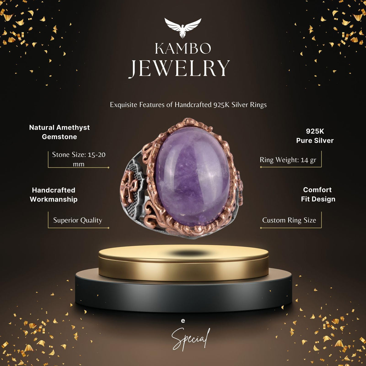 Natural Amethyst Stone Ring (Model-2) — 2