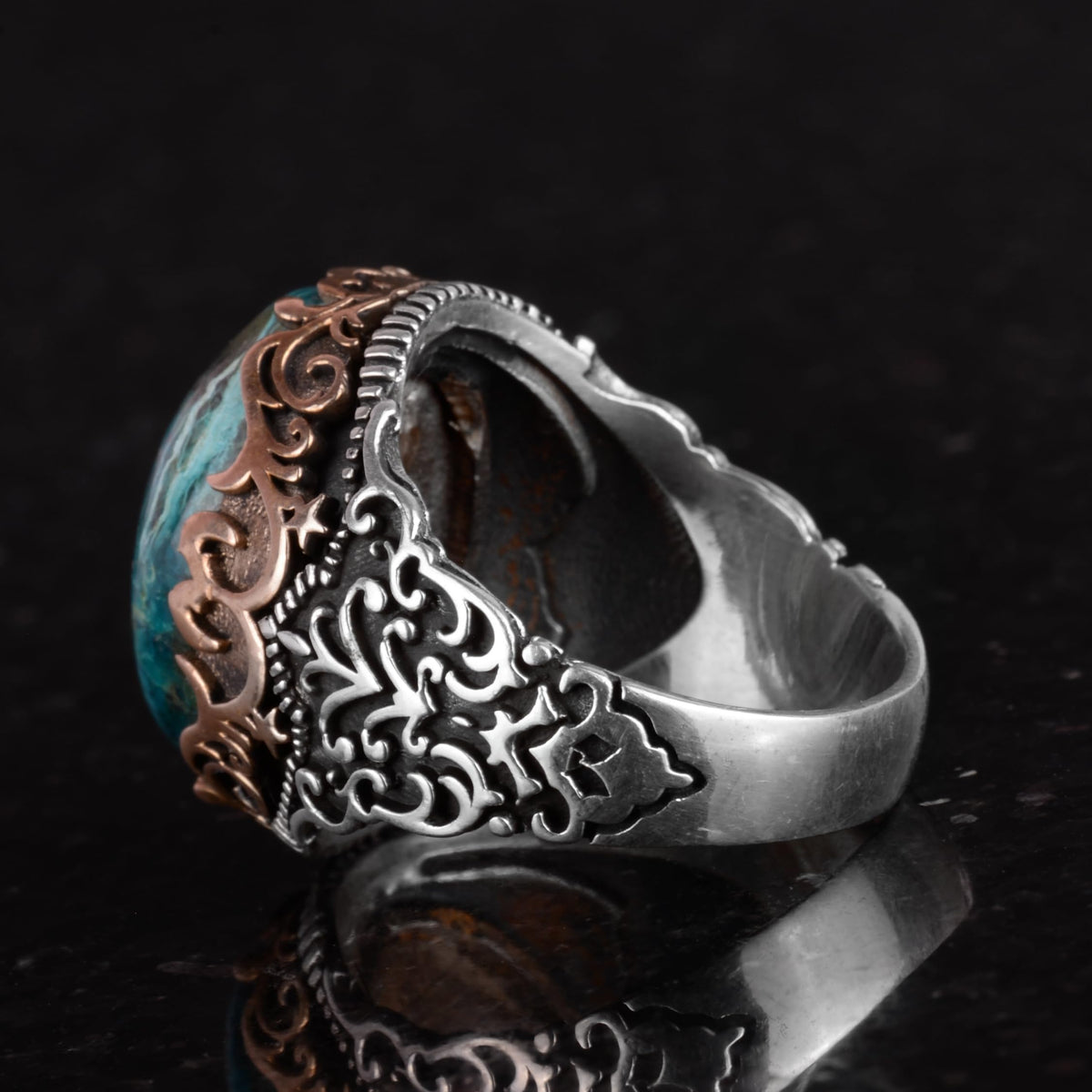 Natural Stone Handmade Ring - 925 Sterling Silver Ring (Chrysocolla) — 7