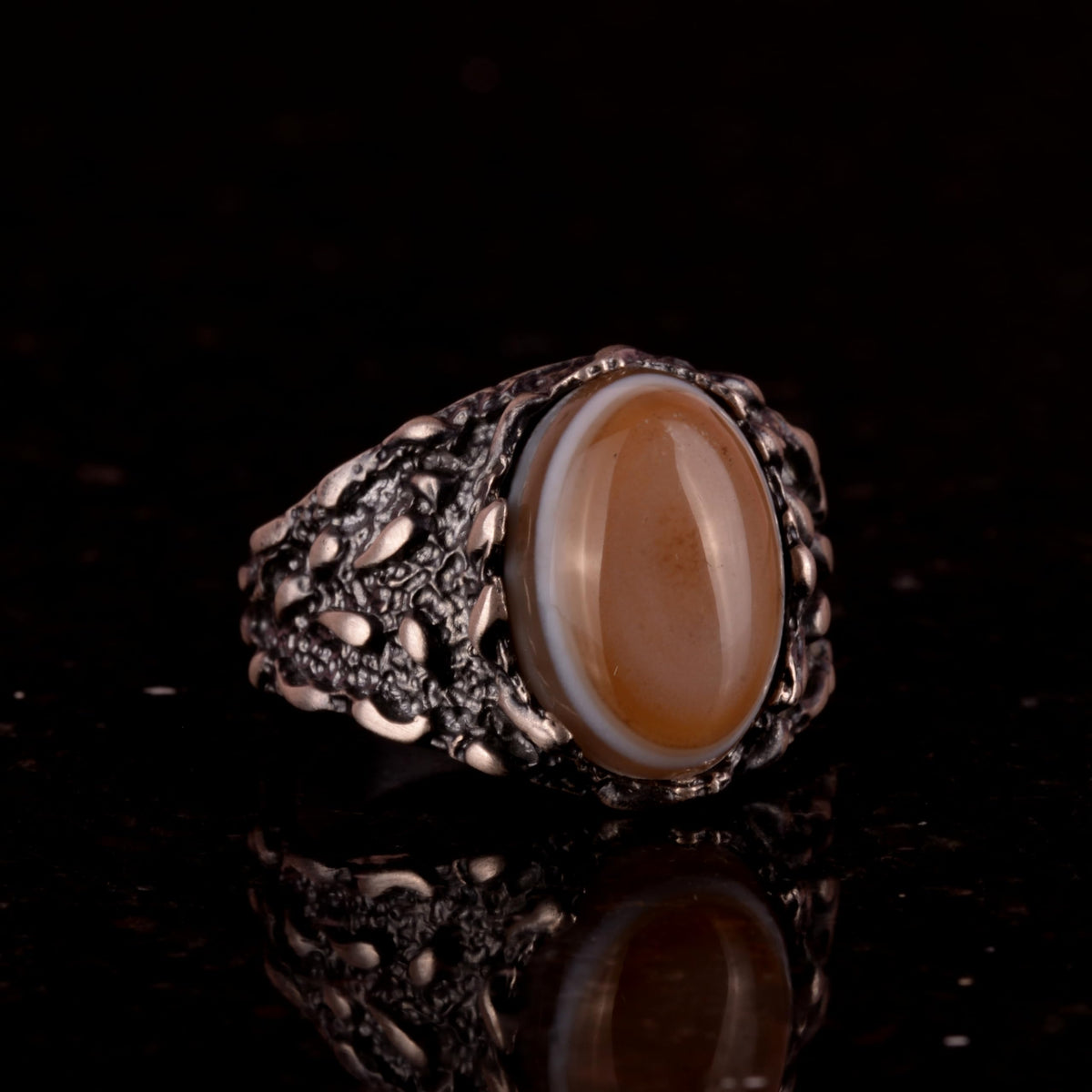 925 Sterling Silver Yemen Agate Men's Ring, Natural Yemen Agate Stone, 925 Sterling Silver Men's Ring — 4