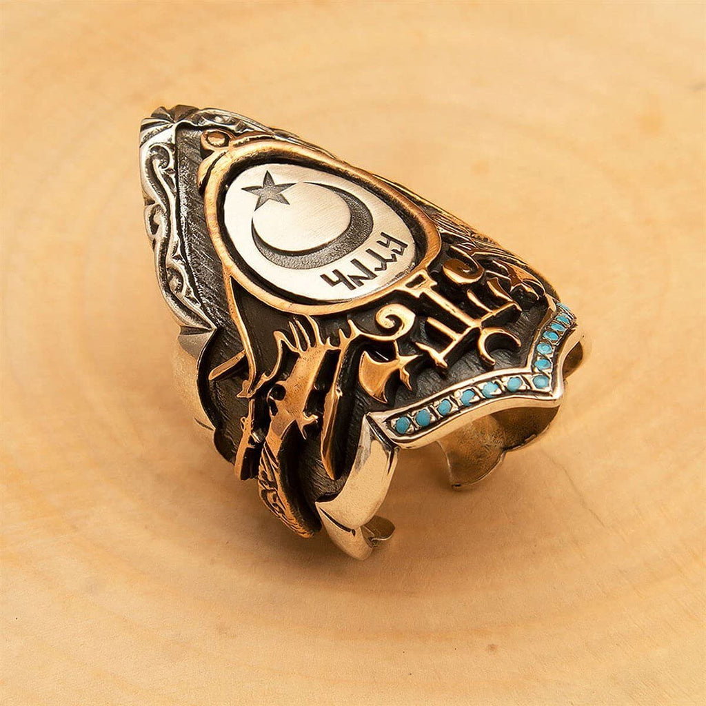 Archer Ring, Thumb Ring, Silver Men's Byzantine Ring — 3