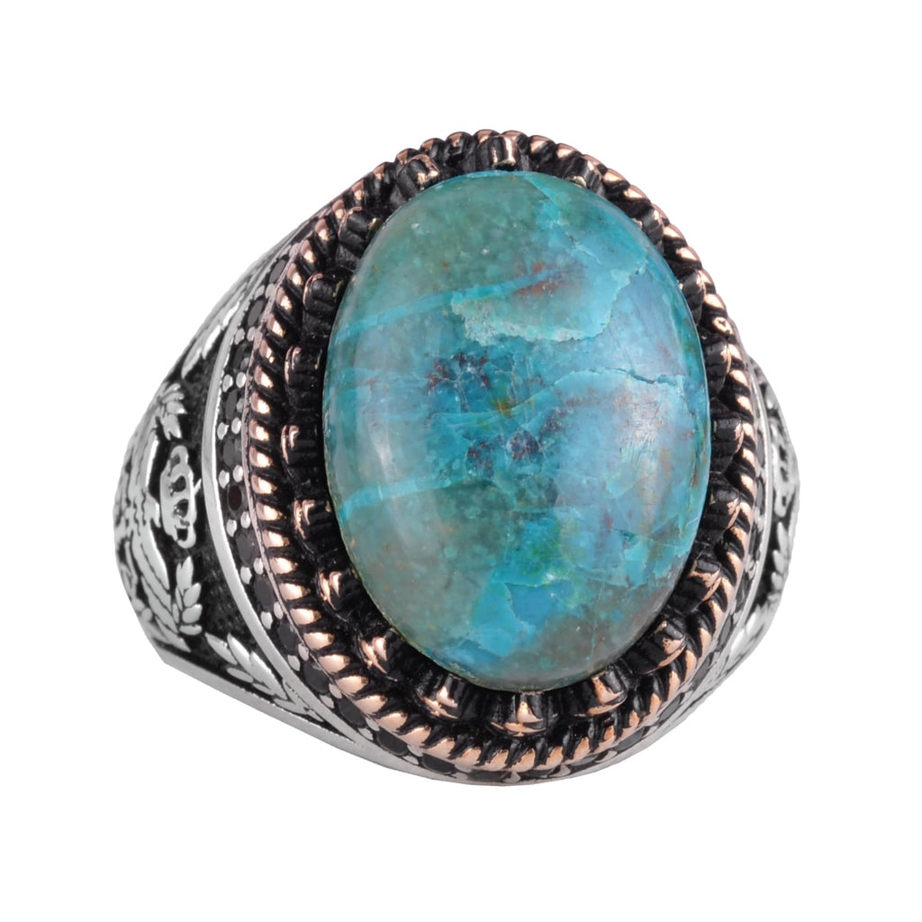 Natural Stone Ring - Handcrafted Eagle Ring - 925 Sterling Silver (Model-4)