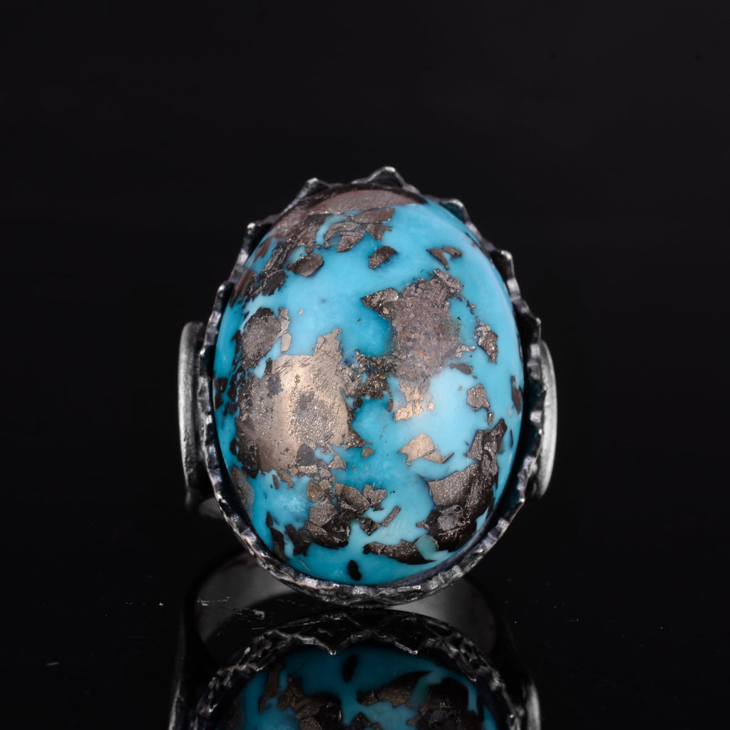 KAMBO 925 Sterling Silver Natural Turquoise Stone Large Men's Ring – Handmade Spiritual Healing Jewelry (Style-3) — 4