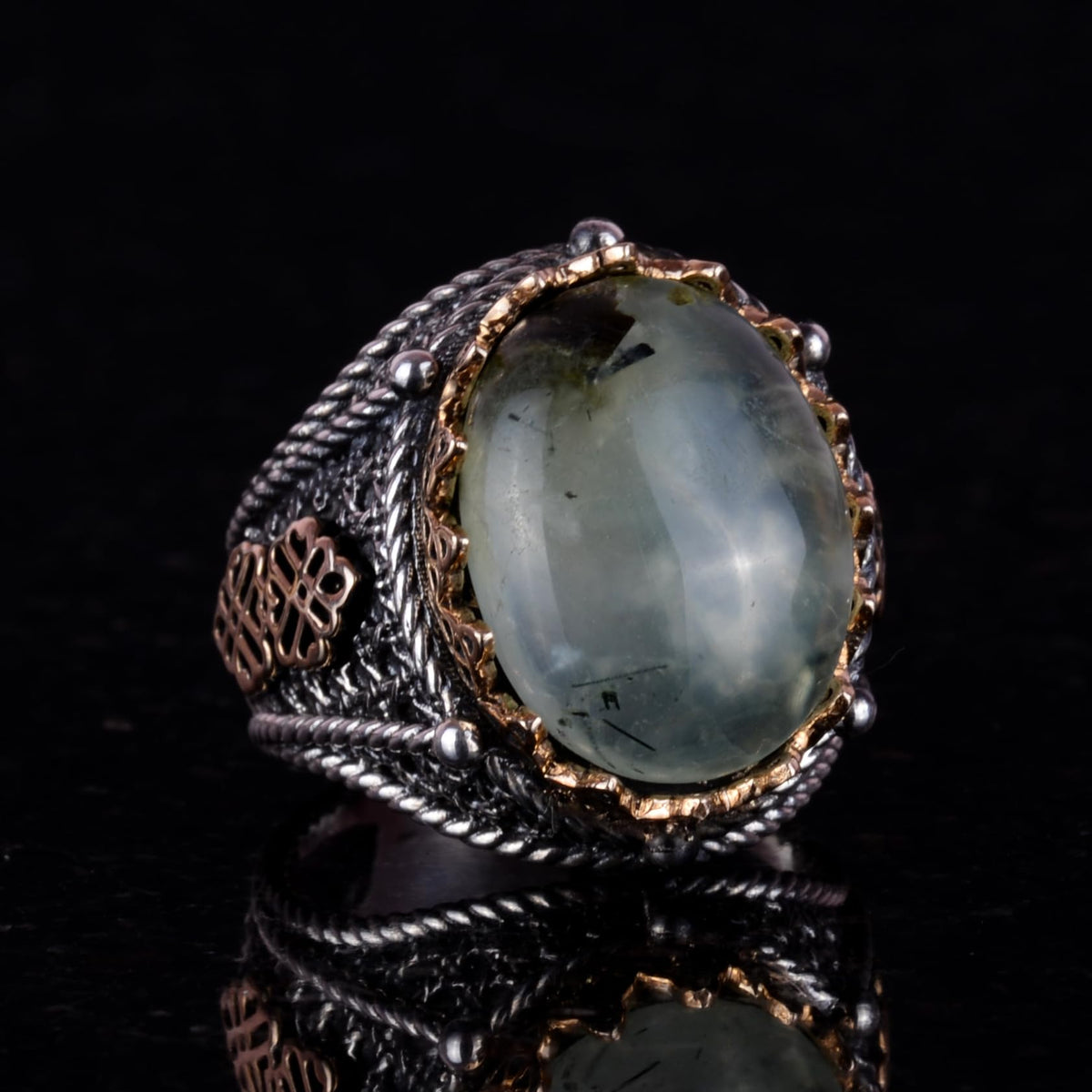 Natural Prehnite Jade Ring — 2
