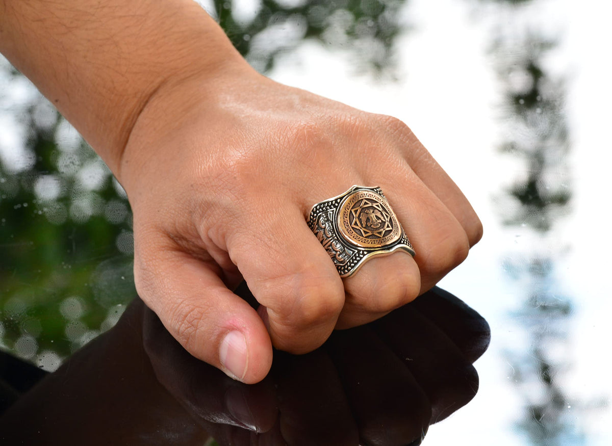 Double-Headed Eagle Ring, Silver Eagle Ring, 925 Sterling Silver Men's Ring, Large Ring — 7