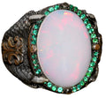 KAMBO Handmade Men's Sterling Silver Ring with Genuine 10 Carat Natural Australian Opal Gemstone, Elite Vintage Statemen