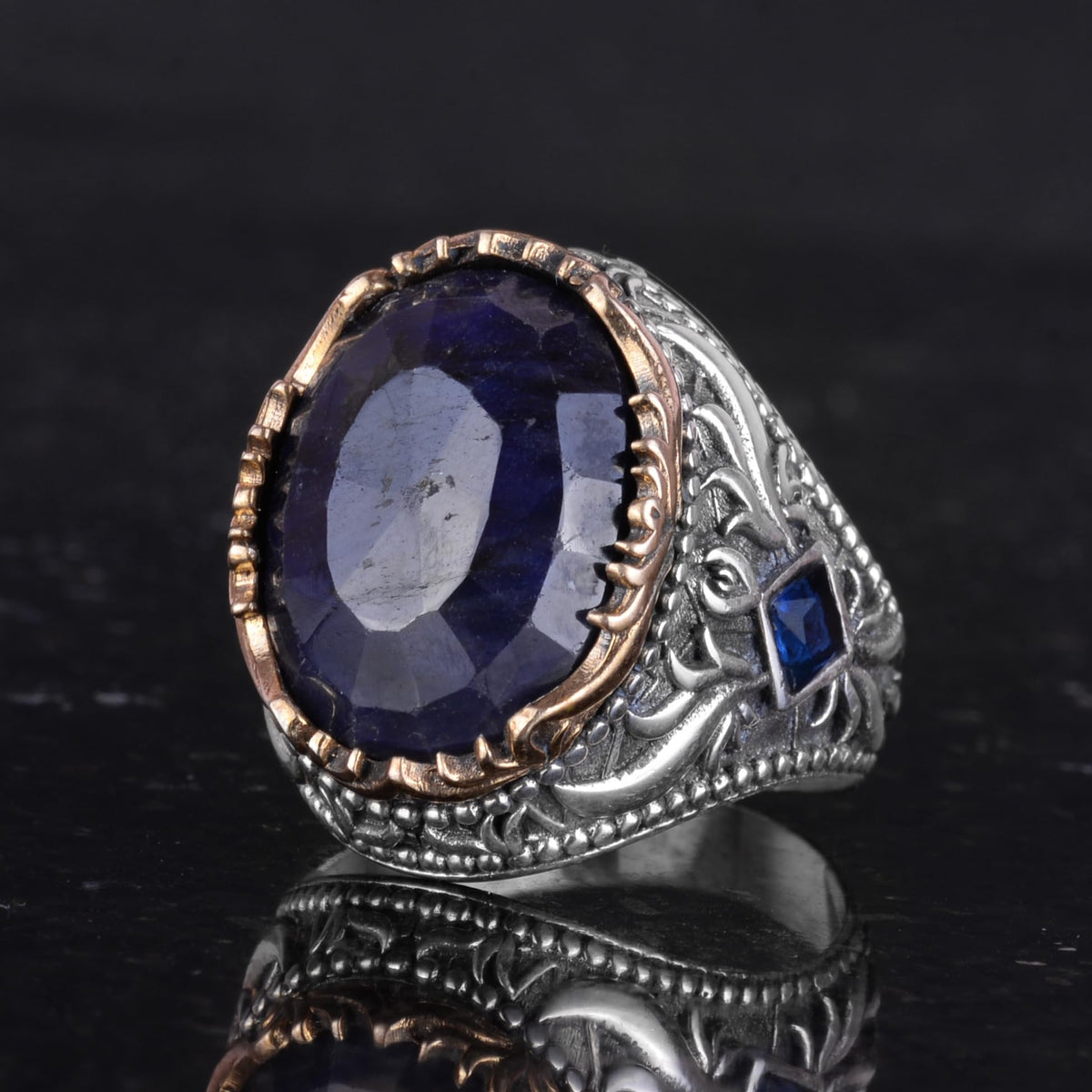 Natural Sapphire Stone Handmade Ring - 925 Sterling Silver — 6