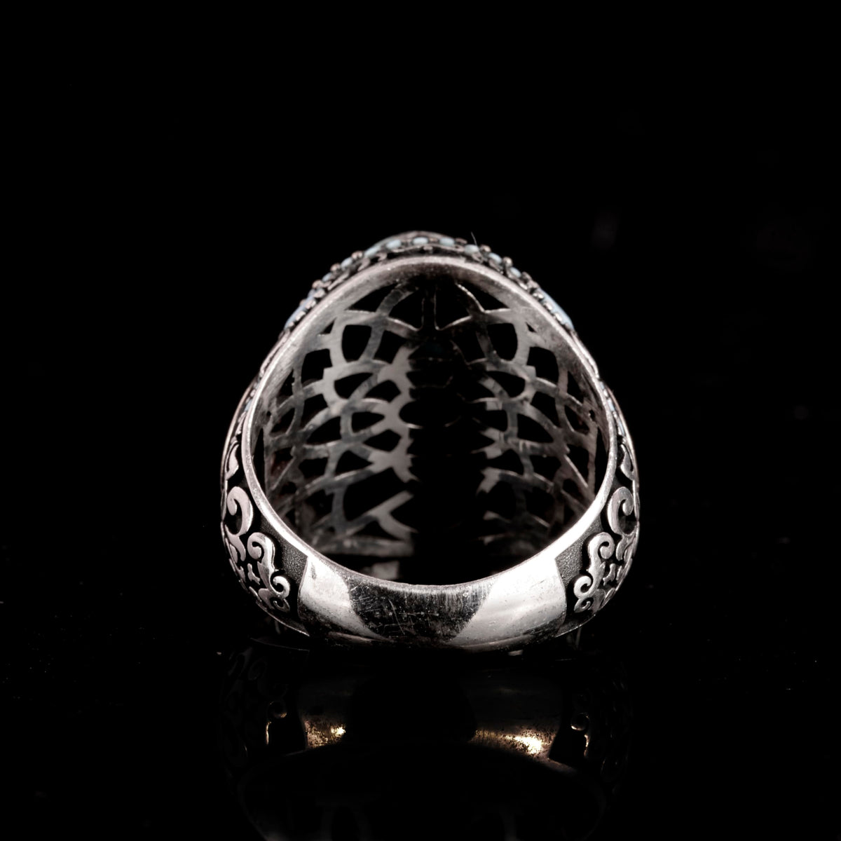 Natural Arizona Turquoise Stone Ring - Minimalist 925 Sterling Silver Men's Ring (Model-2) — 6