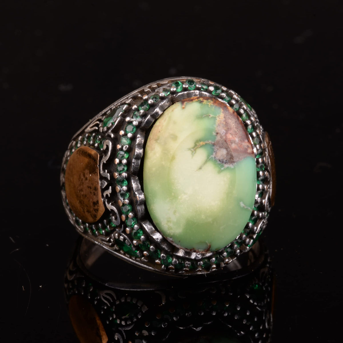 Natural Arizona Turquoise Stone Ring - Minimalist Design, 925 Sterling Silver — 5