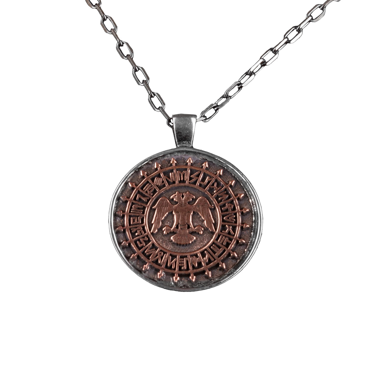Double Headed Necklace, Historical Necklace, 925 Sterling Silver Men's