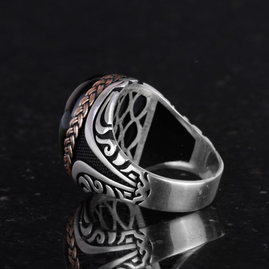 925 Sterling Silver Ring - Synthetic Stone Silver Ring - Handmade Ring (Synthetic Peridot) — 7