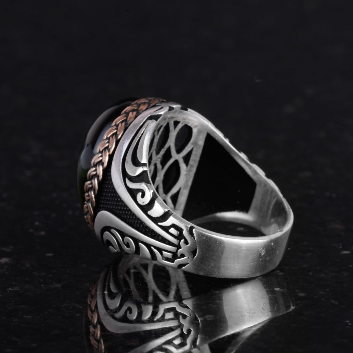 925 Sterling Silver Ring - Synthetic Stone Silver Ring - Handmade Ring (Synthetic Peridot) — 7