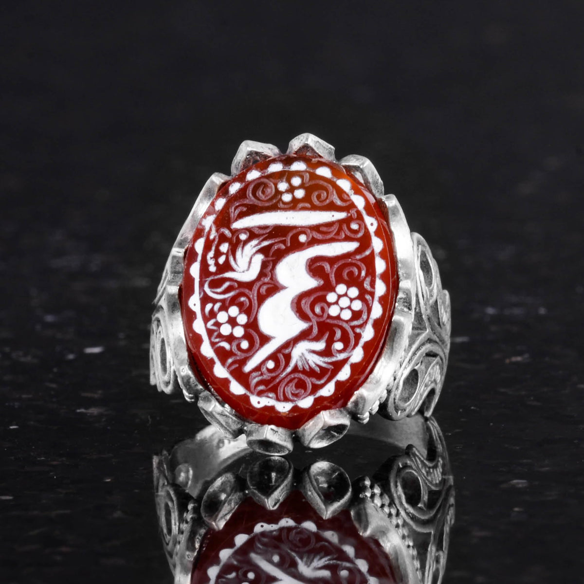 Natural Agate Stone, Silver Ring, Islamic Ring, Muslim Ring — 4