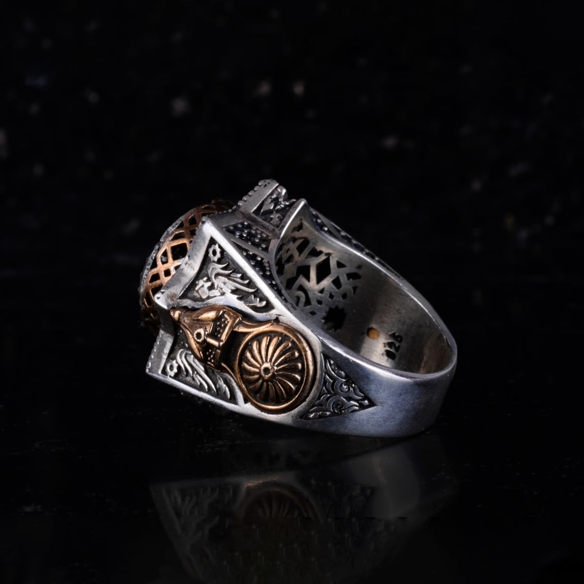 KAMBO Men's Star Shaped Snake Motif Ring – 925 Sterling Silver Snake Design Ring – Handmade Symbolic Statement Ring — 8
