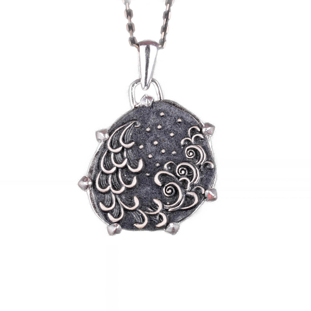 925 Sterling Silver Design Pendant - Zodiac Sign Necklace - Handmade Necklace (Waves)