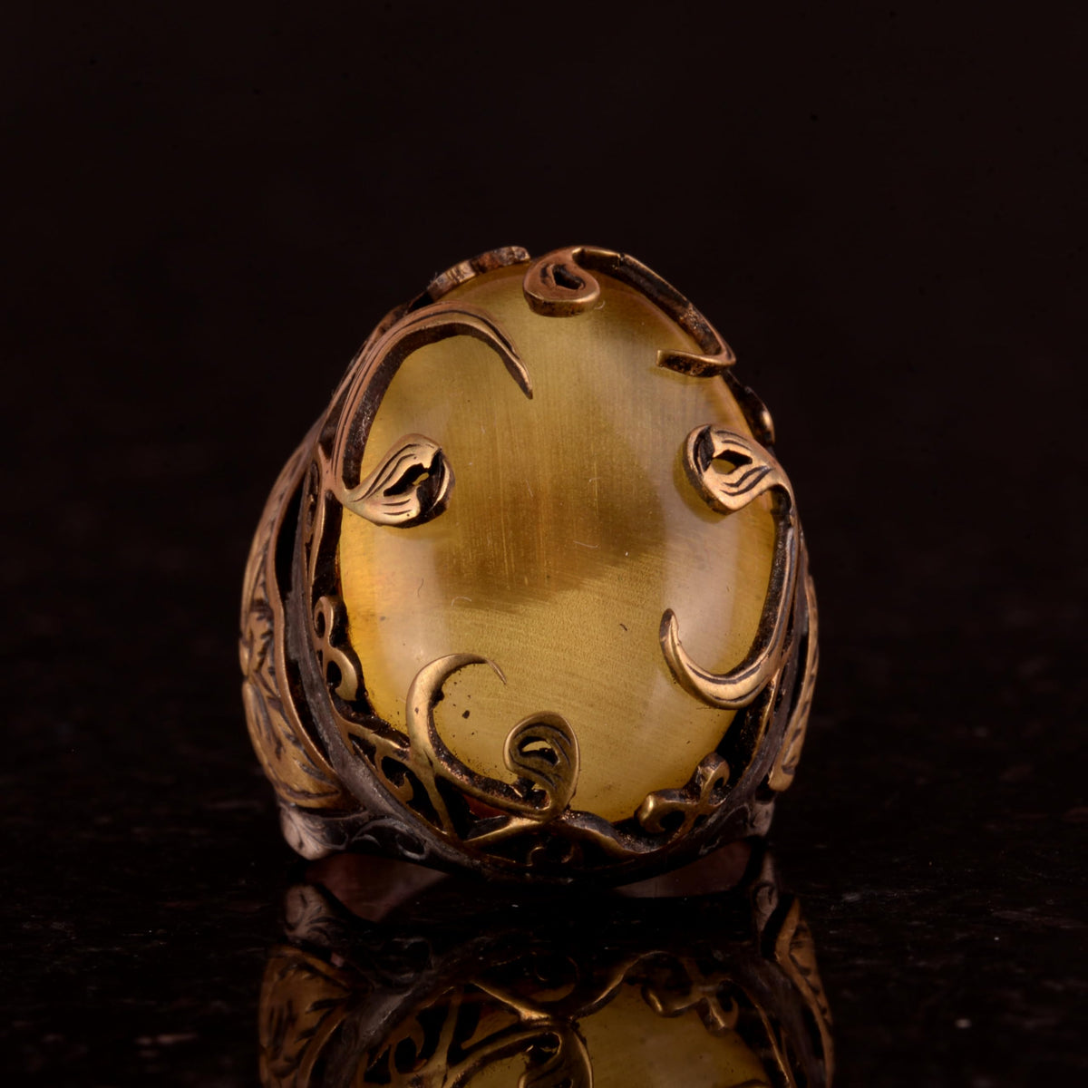 Natural Amber Stone Ring - 925 Sterling Silver — 3
