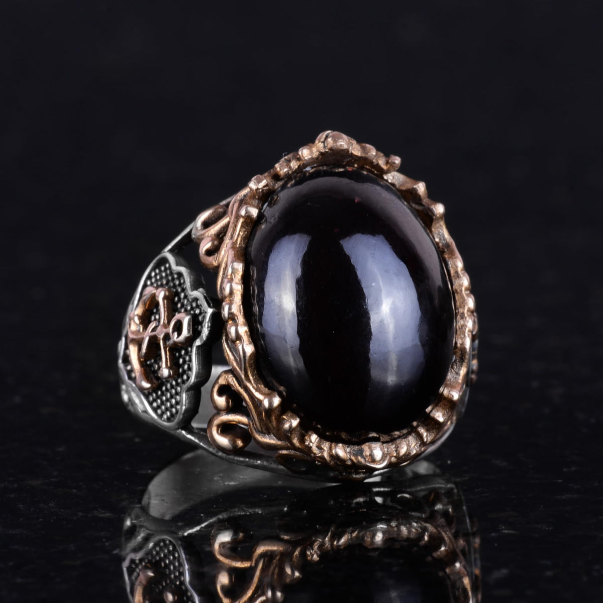 Tiger Eye Stone Anchor Ring - 925 Sterling Silver — 4