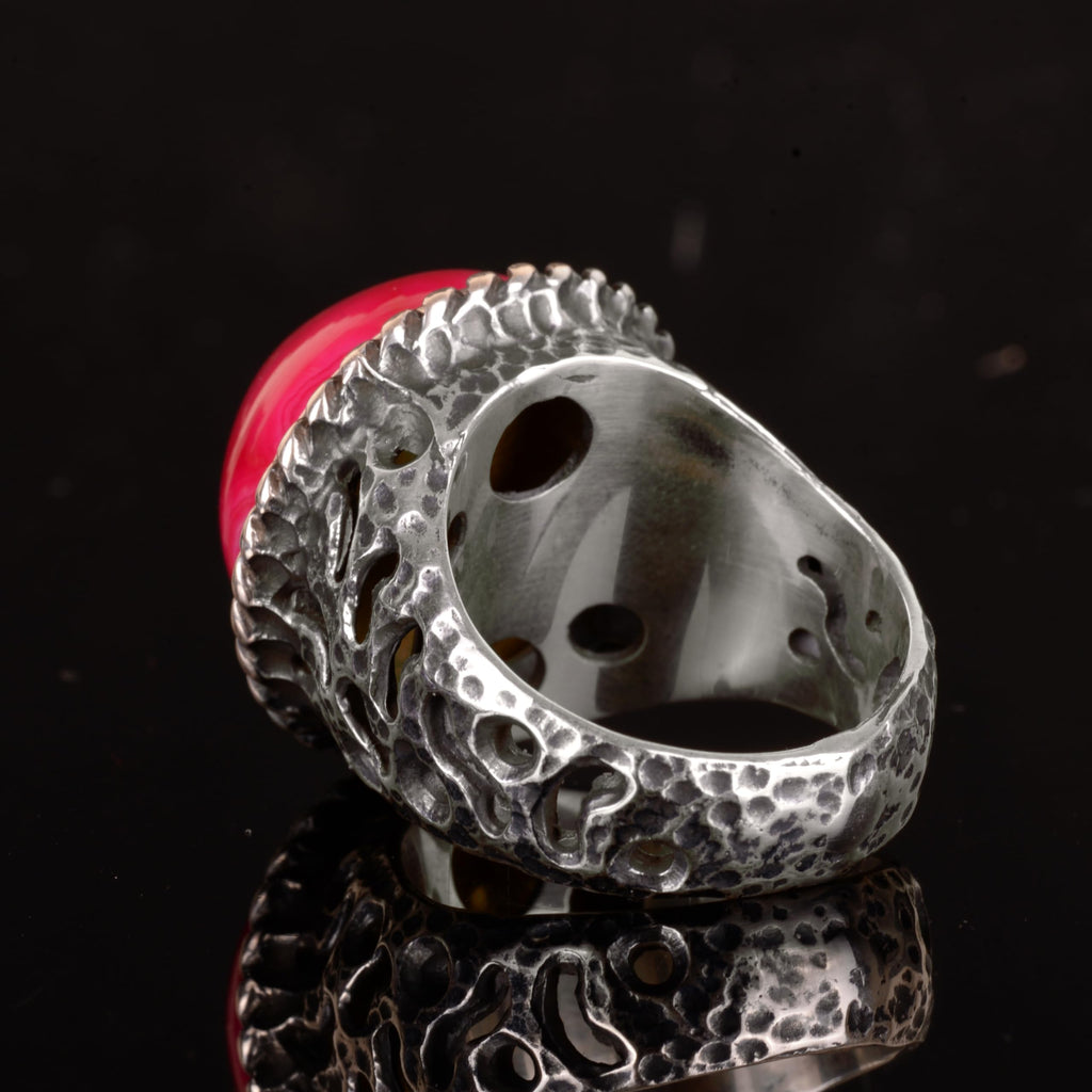 925 Sterling Silver Ring - Natural Druzy Quartz (Red) — 6
