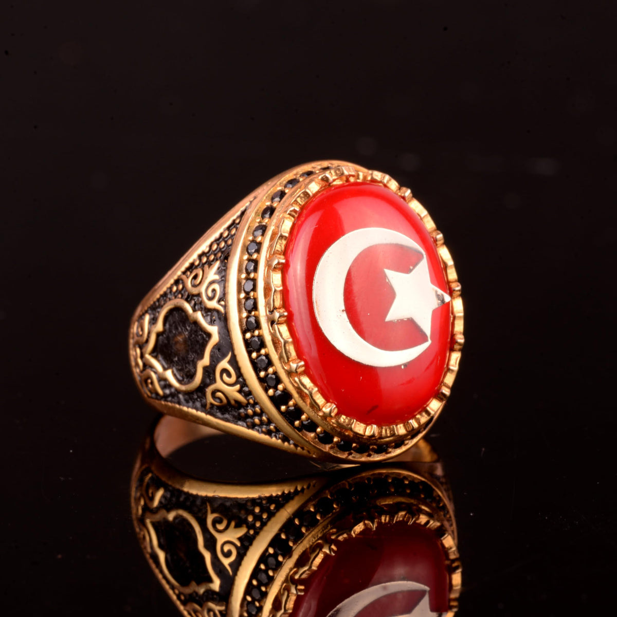 925 Sterling Silver Ring - Symbolic Ring - Men's Ring (Star and Crescent) — 4