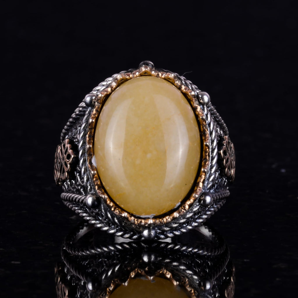 Natural Yellow Agate Stone Ring (Model-2) — 2