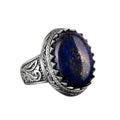 Handmade Lapis Lazuli Stone Ring - 925 Sterling Silver Men's Ring - Wisdom and Truth Design