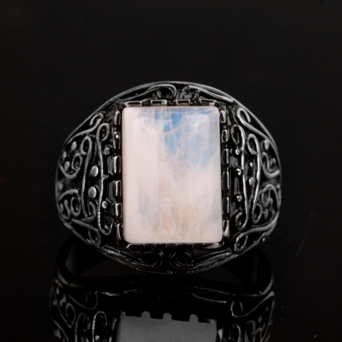 925 Sterling Silver Ring, with Natural Moonstone — 6